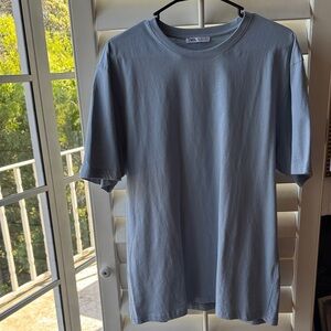 Zara Men's Light Blue Short Sleeve Tee